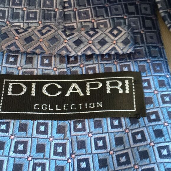 DiCaprio Squares Tie Blue Pink - Picture 6 of 7